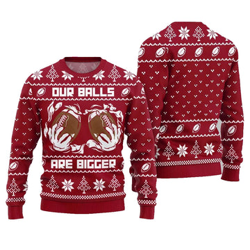 2025 Christmas Our Balls Are Bigger Football Ugly Christmas Sweater-Red – Moonbestprint