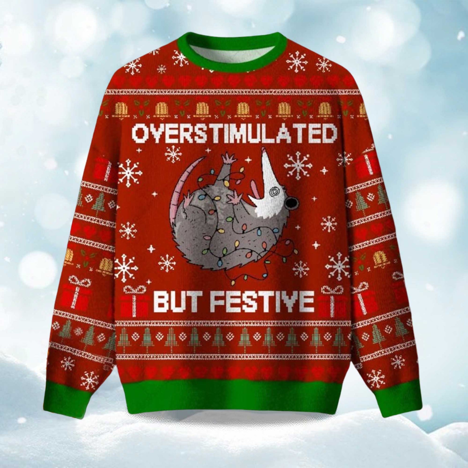 2026 Christmas Overstimulated But Festive Ugly Sweater Moonbestprint