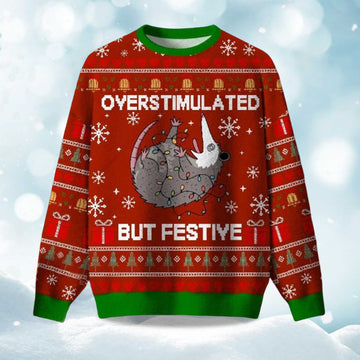 2026 Christmas Overstimulated But Festive Ugly Sweater Moonbestprint