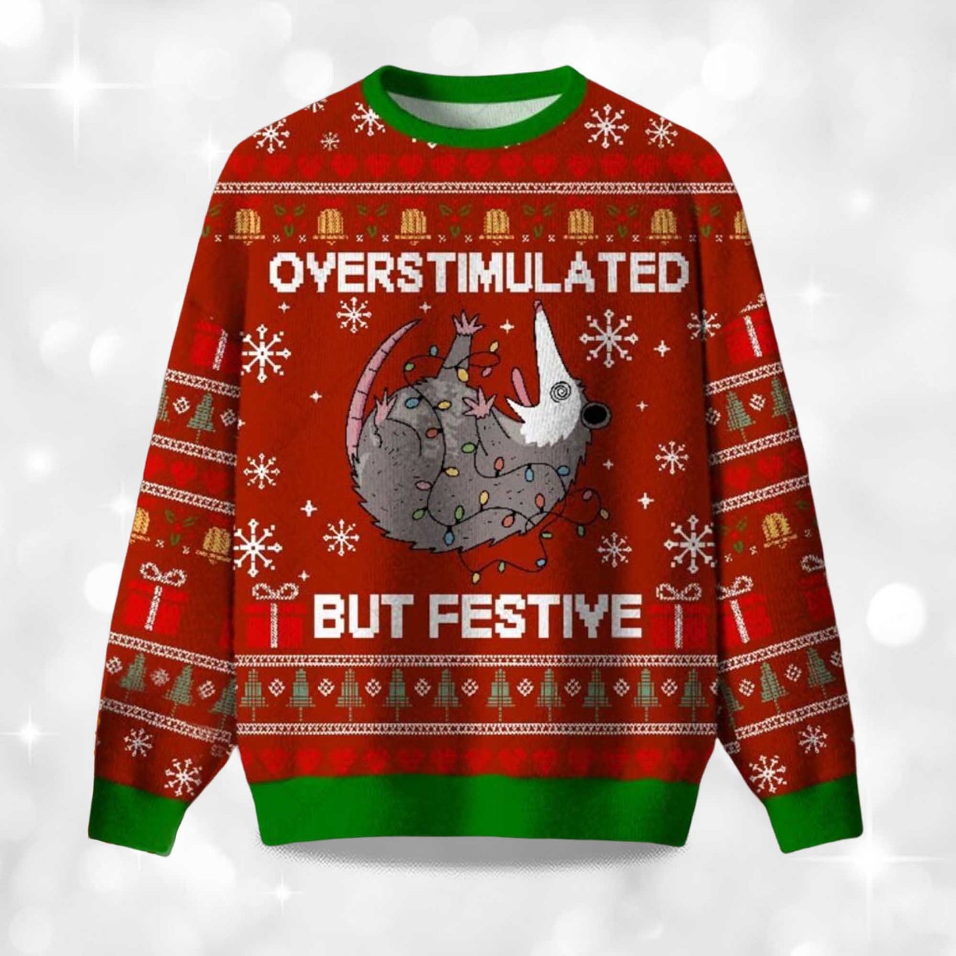 2026 Christmas Overstimulated But Festive Ugly Sweater Moonbestprint
