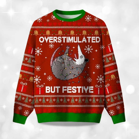 2026 Christmas Overstimulated But Festive Ugly Sweater Moonbestprint