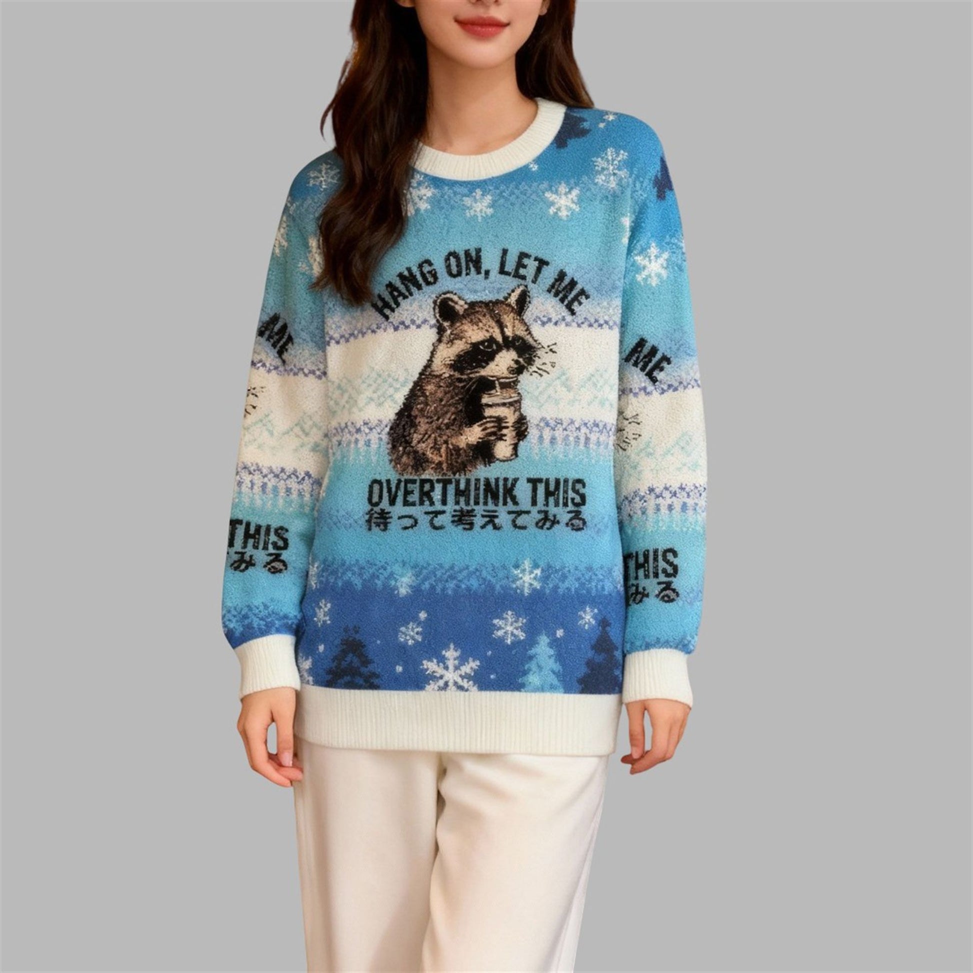 2026 Christmas Overthink Raccoon Ugly Sweater - Moonbestprint
