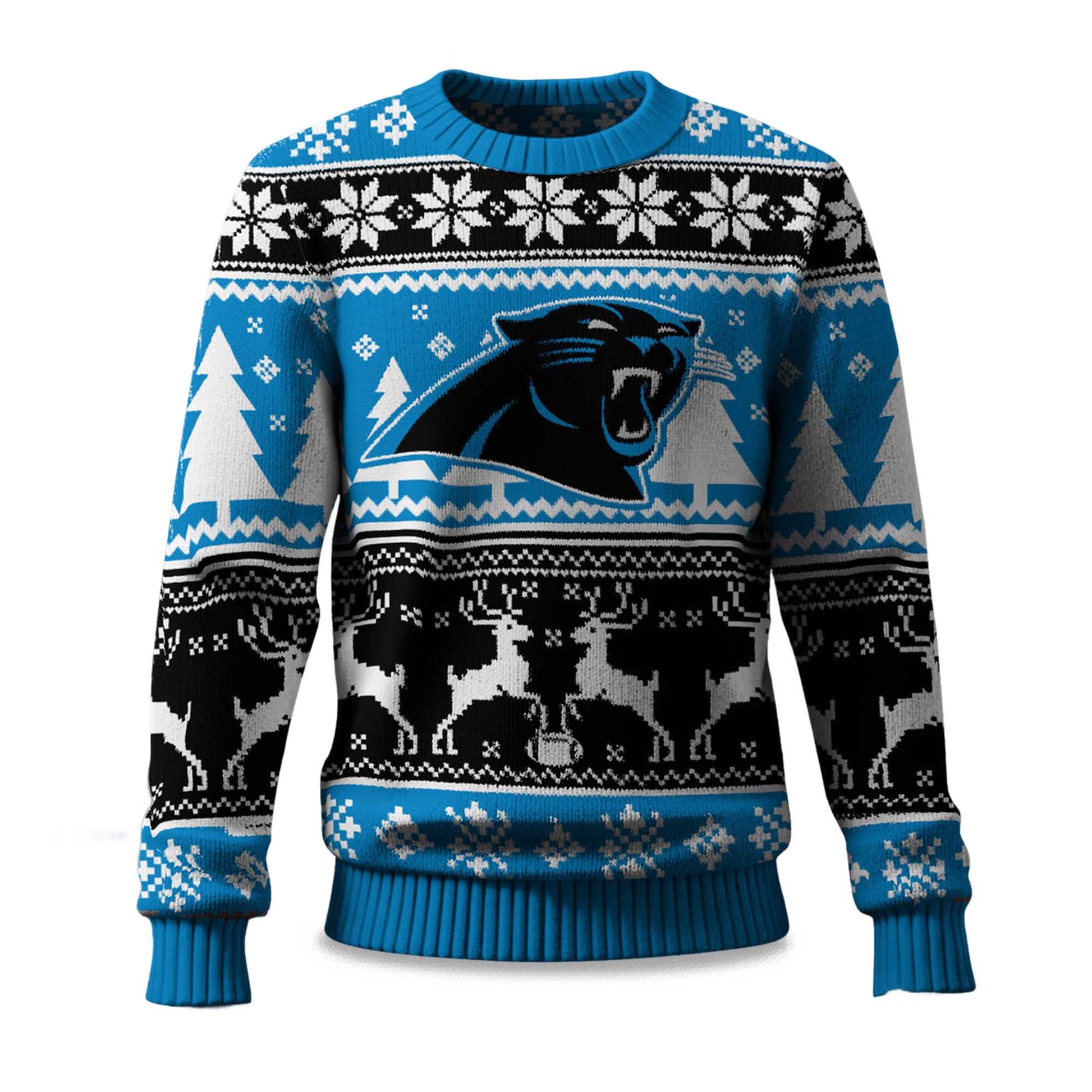 2025 Christmas Panthers Reindeer Football Ugly Sweater – Moonbestprint