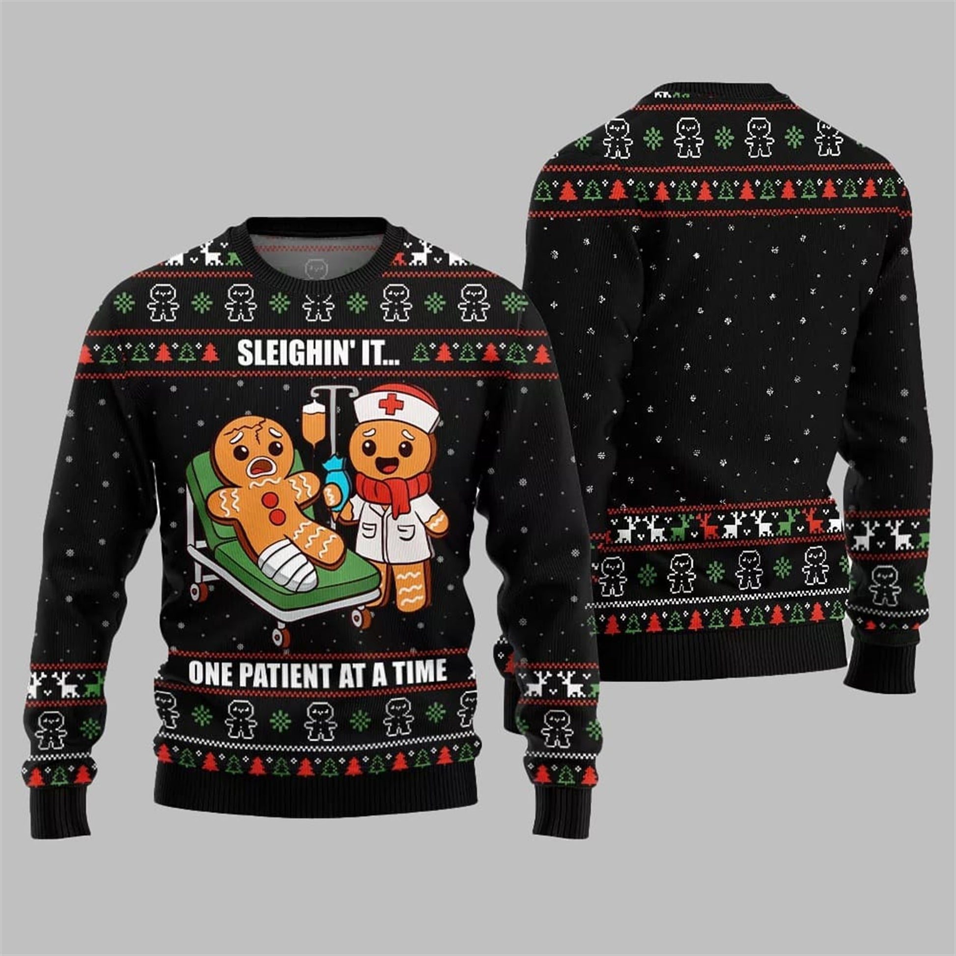 2026 Christmas Patient Gingerbread Ugly Sweater - Moonbestprint