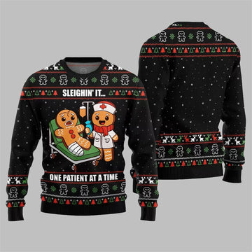 2026 Christmas Patient Gingerbread Ugly Sweater - Moonbestprint