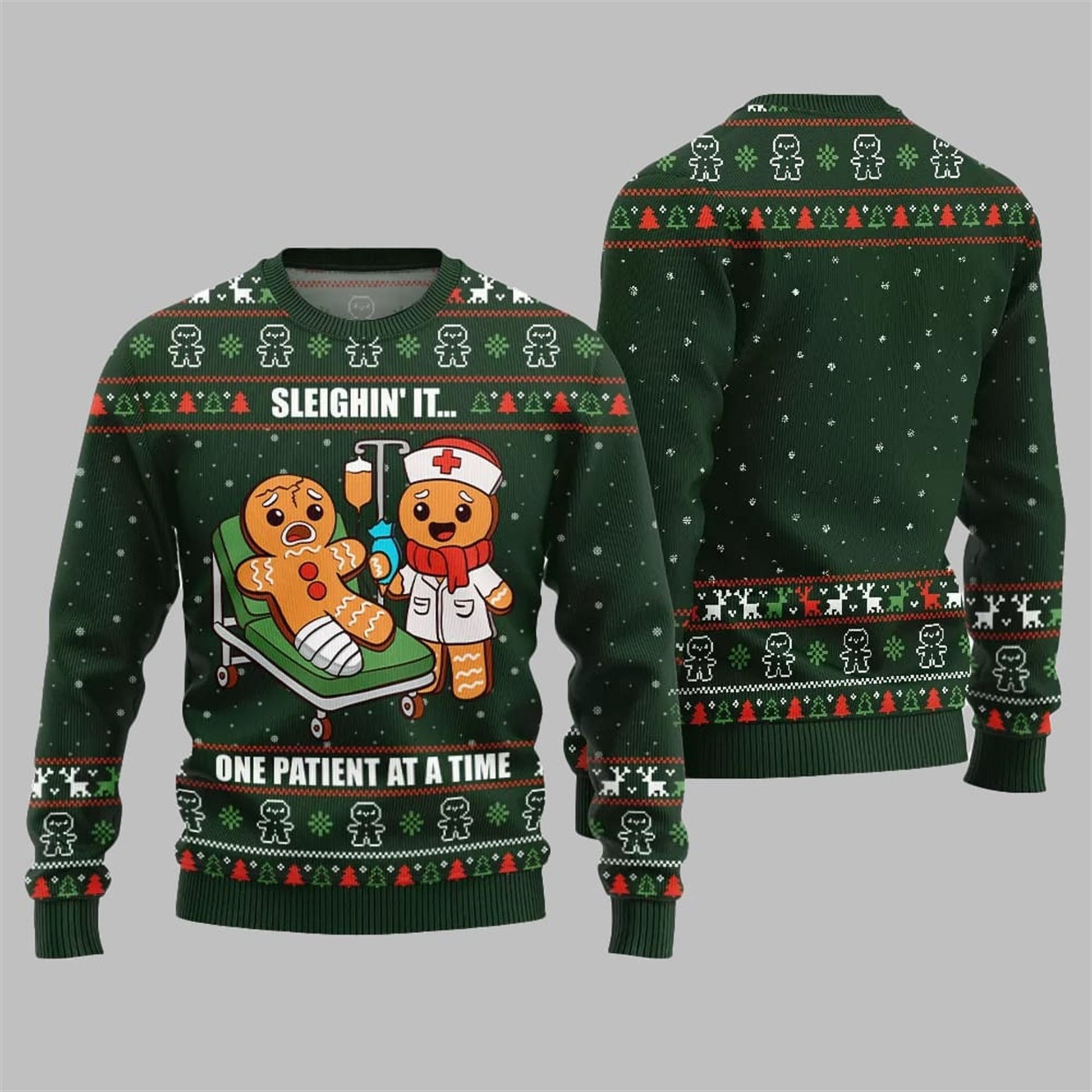 2026 Christmas Patient Gingerbread Ugly Sweater - Moonbestprint