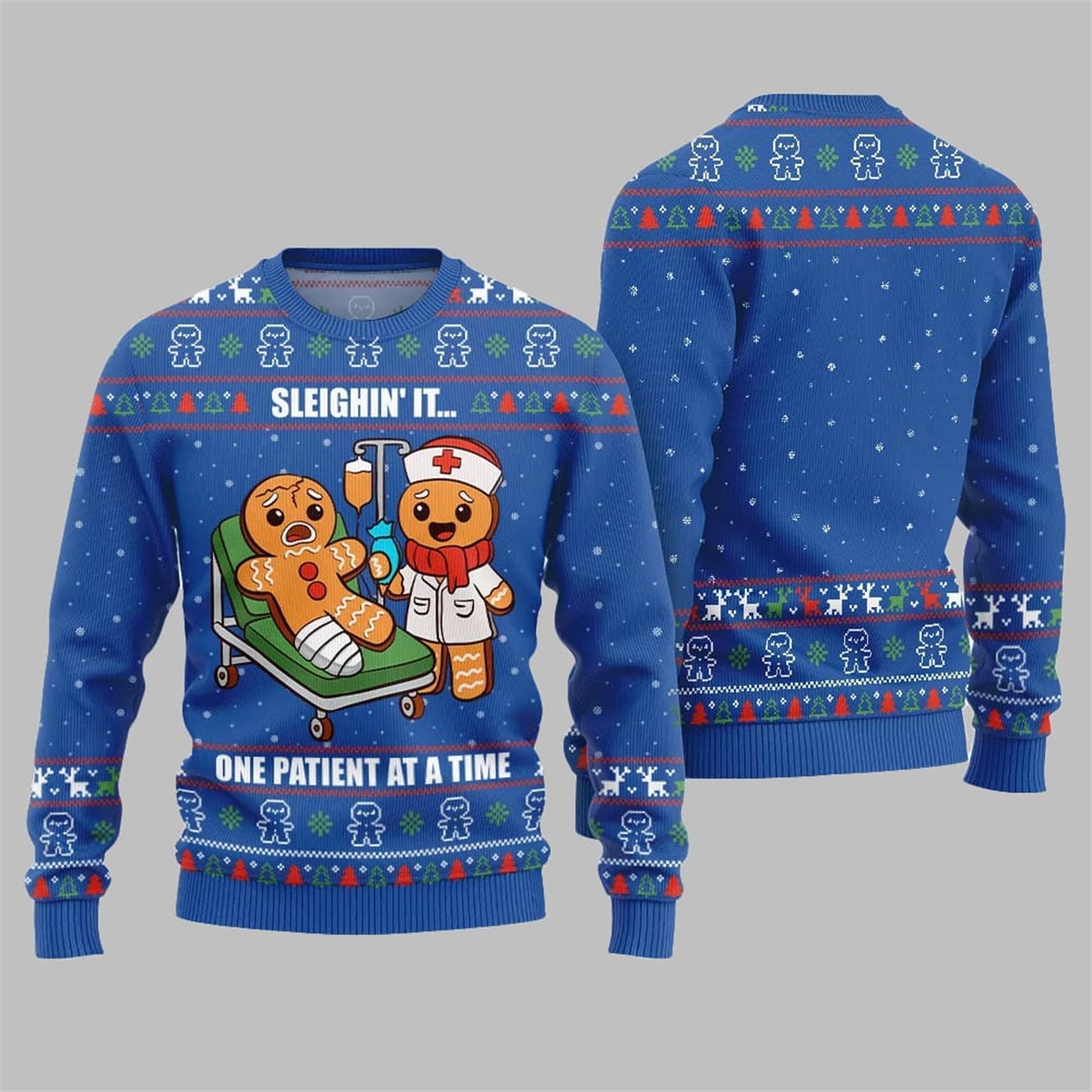 2026 Christmas Patient Gingerbread Ugly Sweater - Moonbestprint