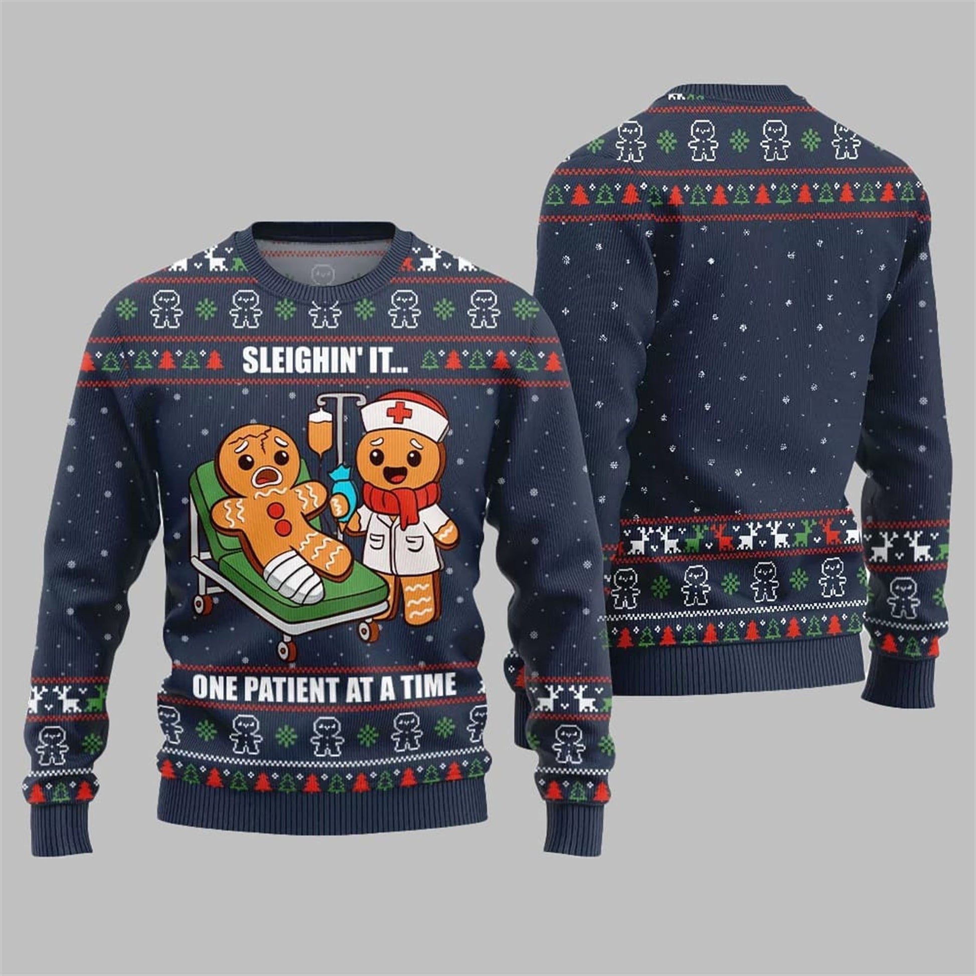2026 Christmas Patient Gingerbread Ugly Sweater - Moonbestprint