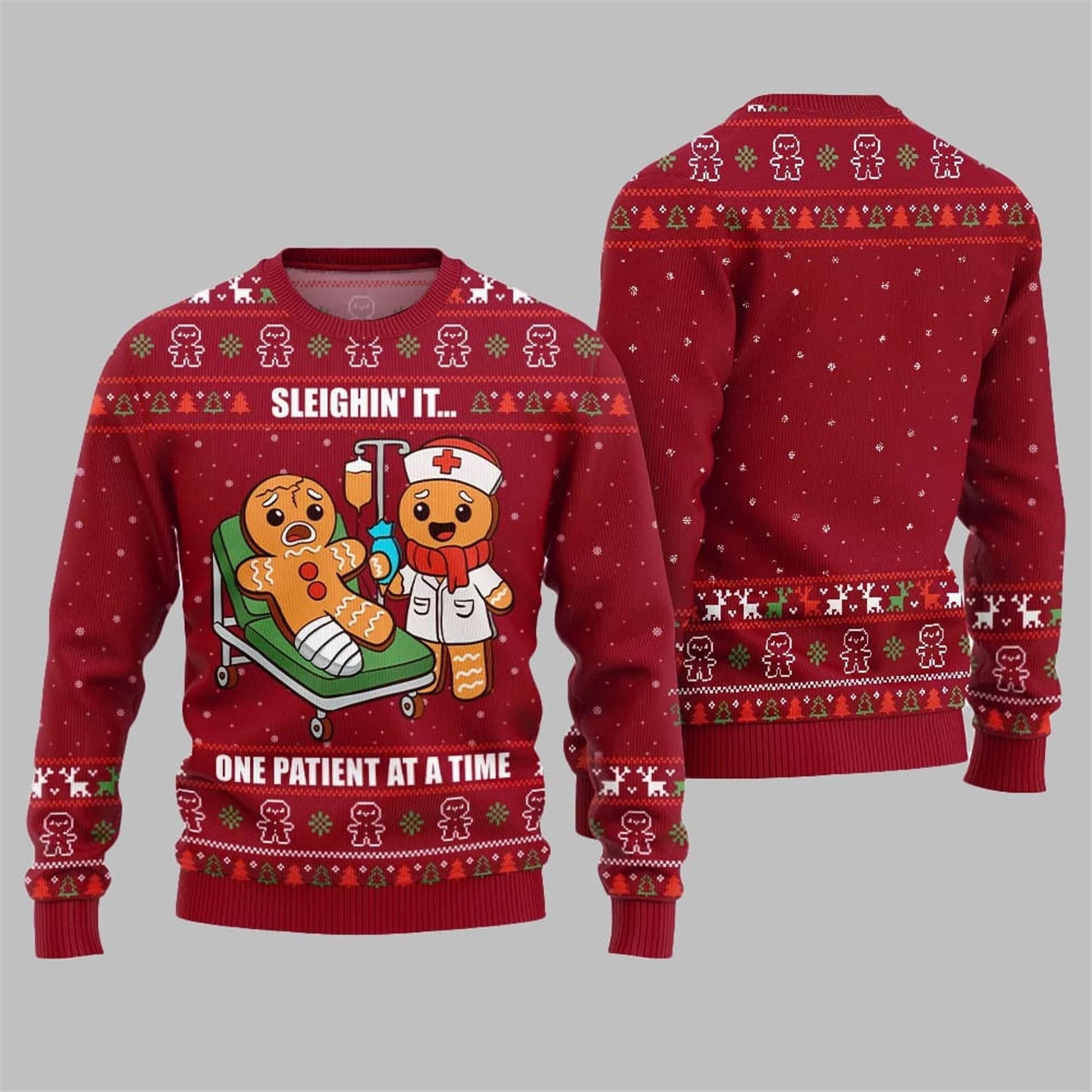2026 Christmas Patient Gingerbread Ugly Sweater - Moonbestprint