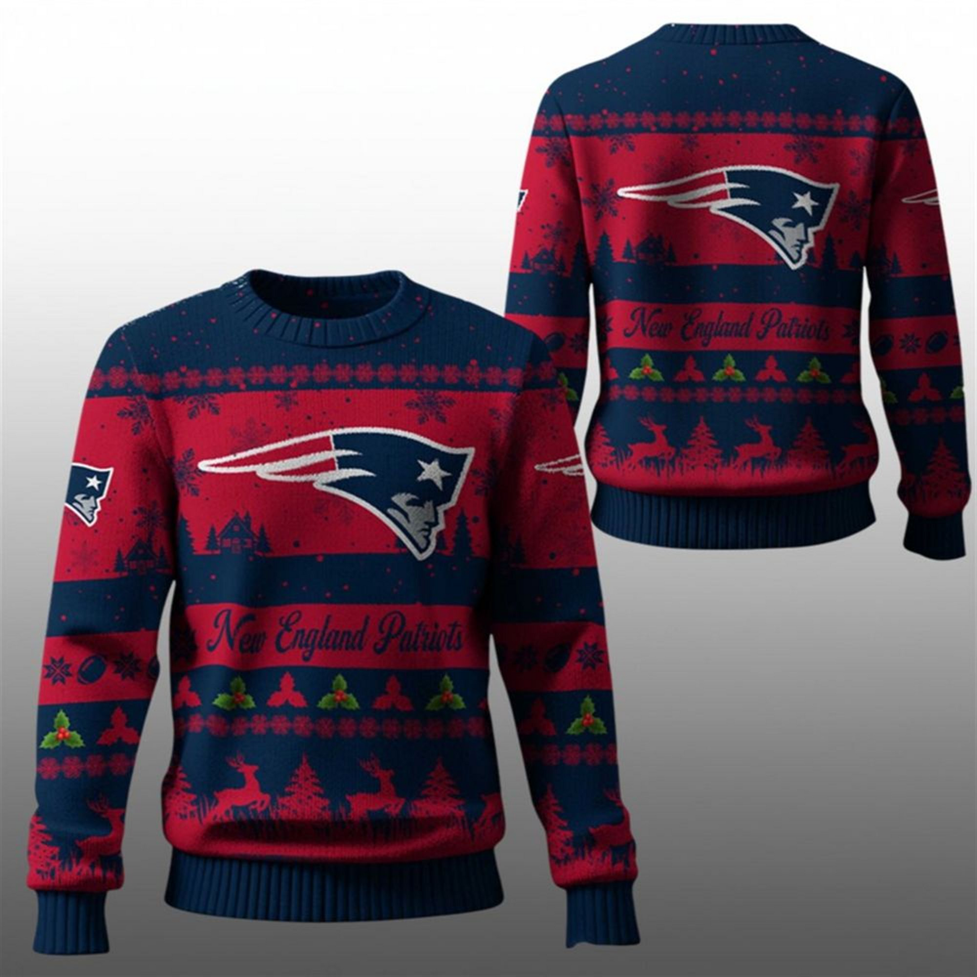 2025 Christmas Patriots Festive Reindeer Tree Ugly Sweater – Moonbestprint