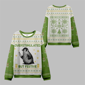 2026 Christmas Penguin Overstimulated Ugly Sweater - Moonbestprint