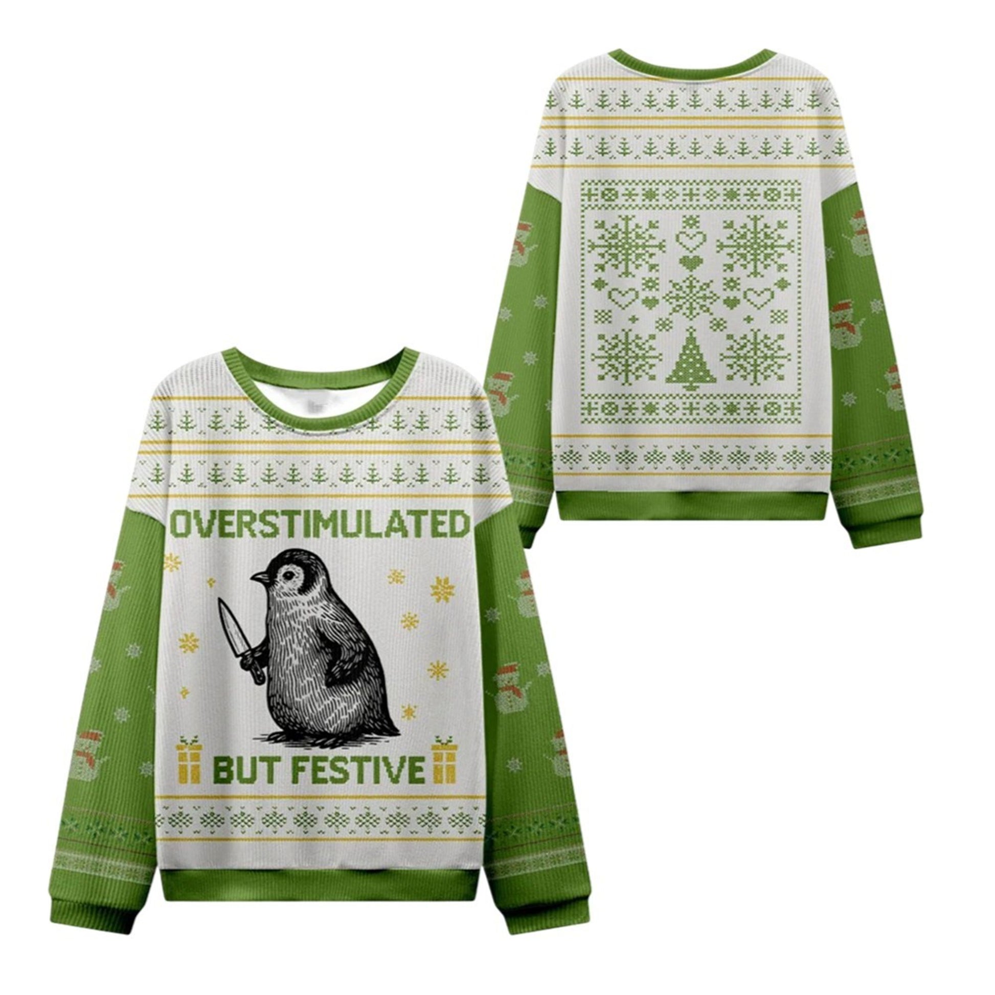 2026 Christmas Penguin Overstimulated Ugly Sweater - Moonbestprint