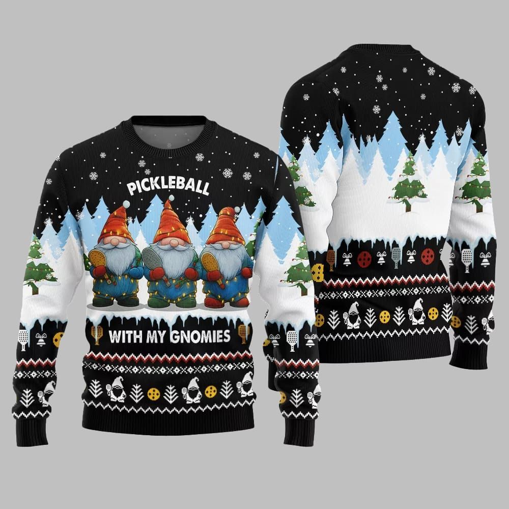 2026 Christmas Pickleball With My Gromies Ugly Christmas Sweater - Moonbestprint