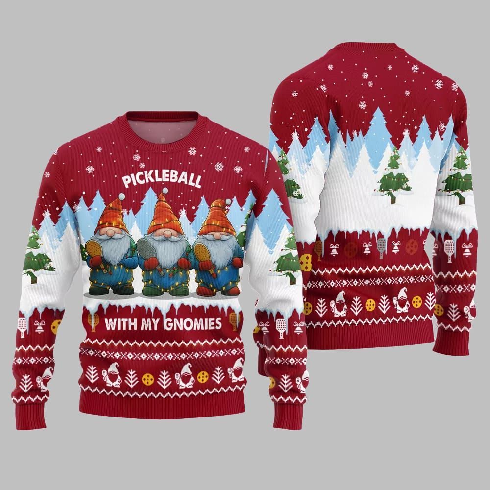 2026 Christmas Pickleball With My Gromies Ugly Christmas Sweater - Moonbestprint