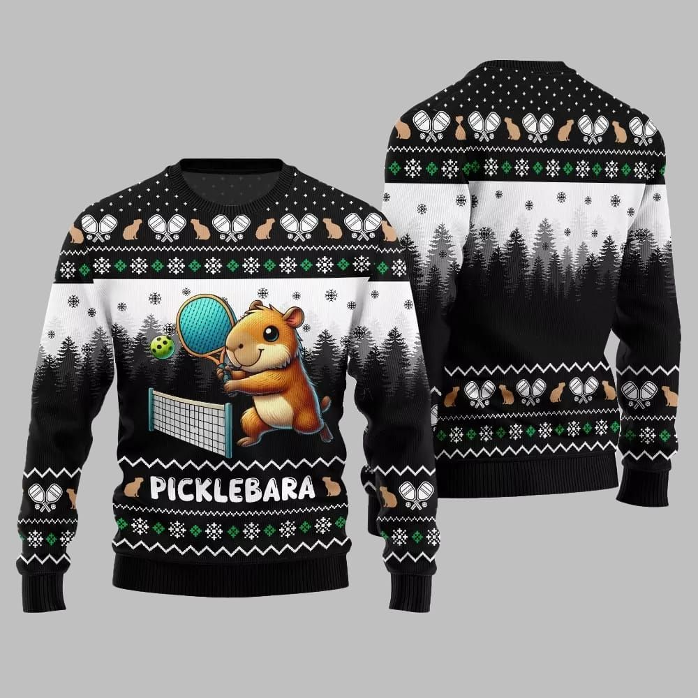 2026 Christmas Picklebara Capybara Ugly Christmas Sweater - Moonbestprint