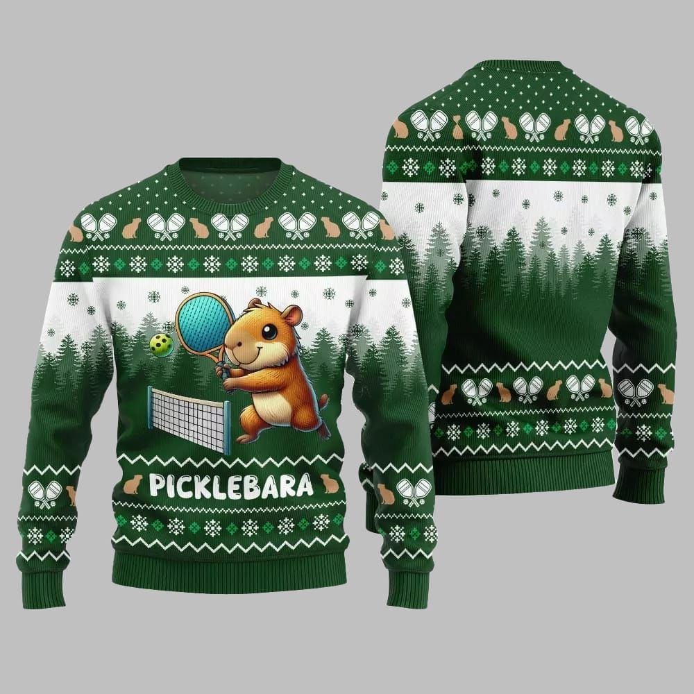 2026 Christmas Picklebara Capybara Ugly Christmas Sweater - Moonbestprint