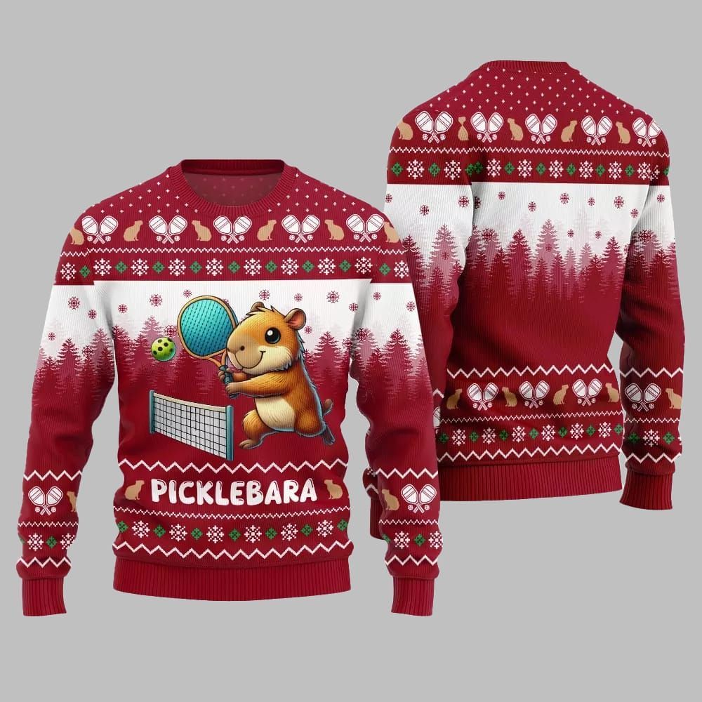 2026 Christmas Picklebara Capybara Ugly Christmas Sweater - Moonbestprint