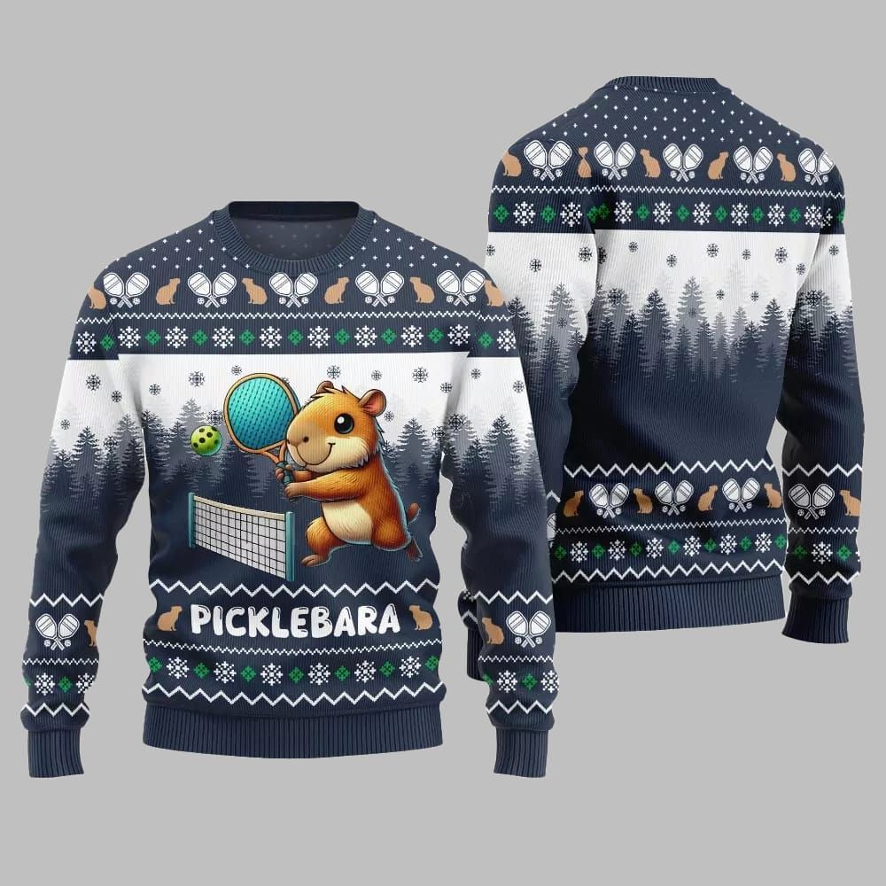 2026 Christmas Picklebara Capybara Ugly Christmas Sweater - Moonbestprint