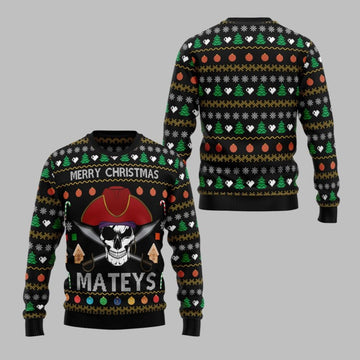 2026 Christmas Pirate Skull Ugly Christmas Sweater - Moonbestprint