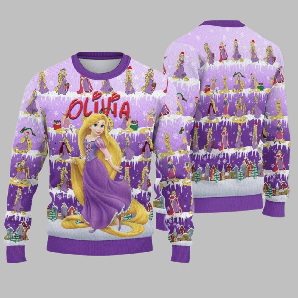 2026 Christmas Princess Rapunzel Cloudy Hair Movie Christmas Ugly Sweatshirt - Moonbestprint