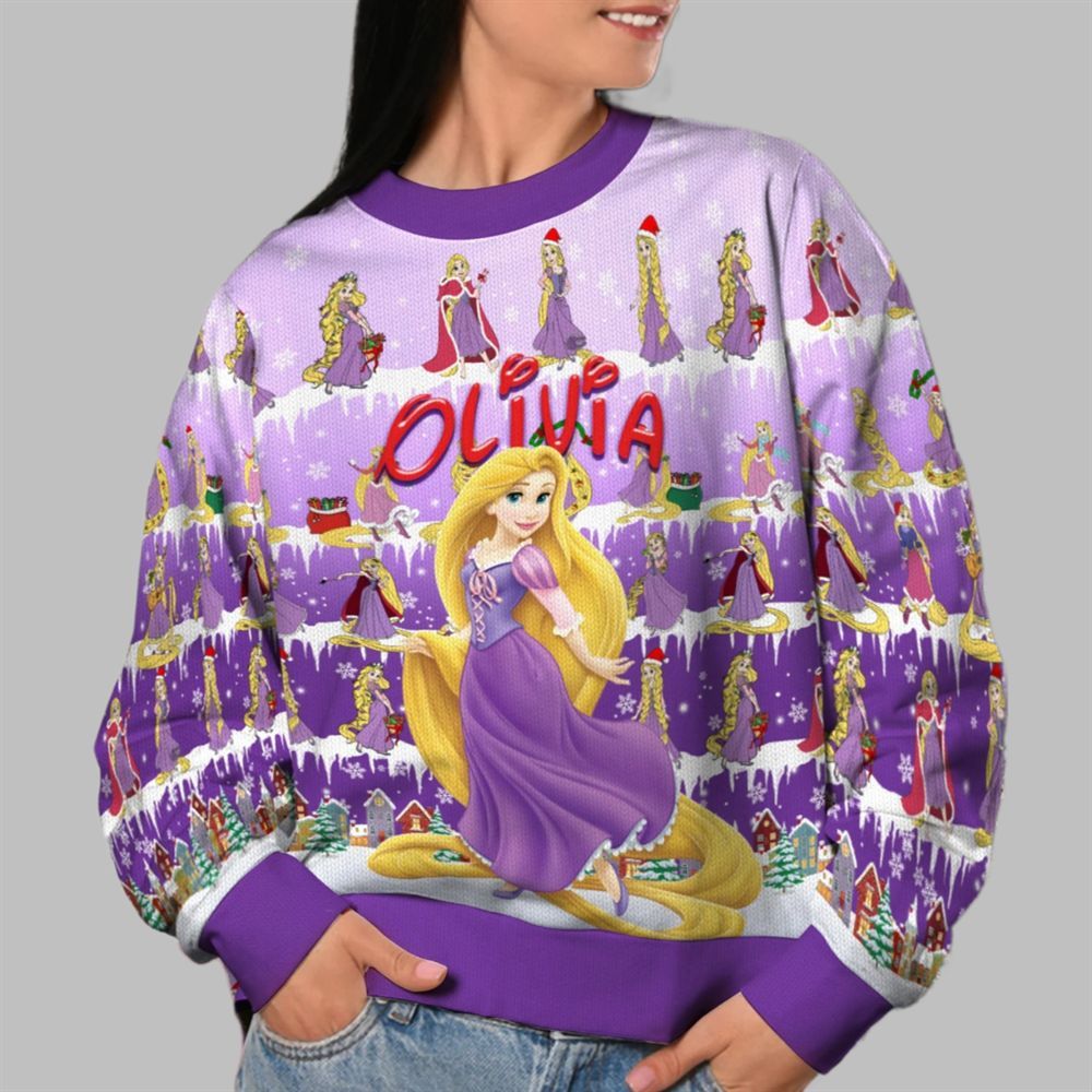 2026 Christmas Princess Rapunzel Cloudy Hair Movie Christmas Ugly Sweatshirt - Moonbestprint