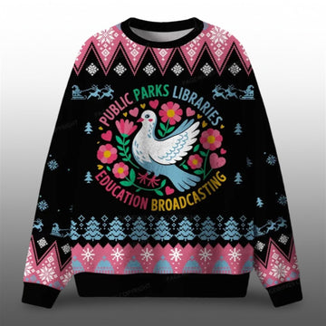 2026 Christmas Public Parks Libraries Education Broadcasting Ugly Sweater - Moonbestprint