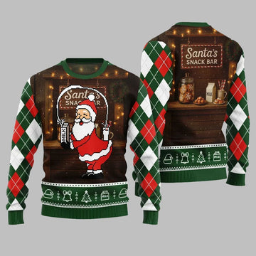 2026 Christmas Quirky Santa Snack Bar Ugly Christmas Sweater - Moonbestprint