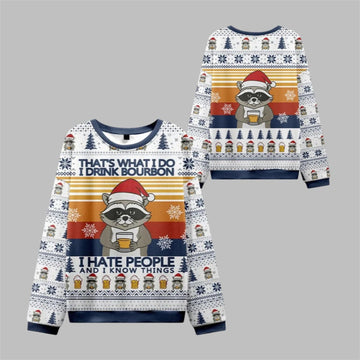 2026 Christmas Raccoon Drinking Beer Ugly Sweater - Moonbestprint