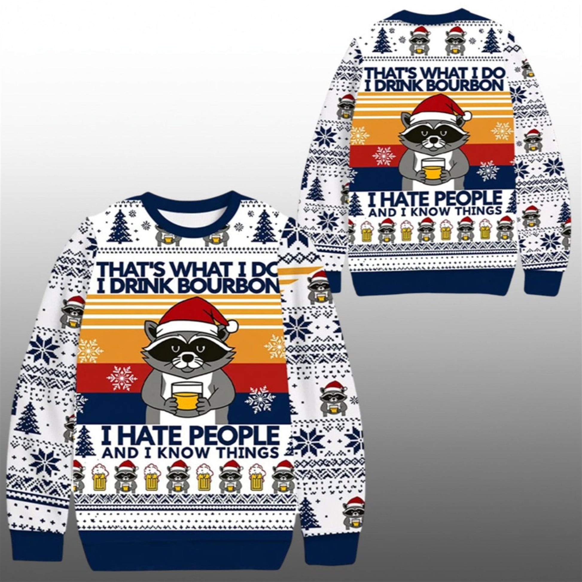 2026 Raccoon Drinking Beer Ugly Christmas Sweater - Moonbestprint