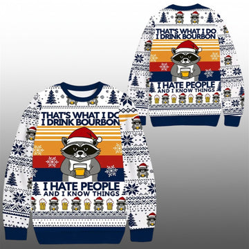 2026 Raccoon Drinking Beer Ugly Christmas Sweater - Moonbestprint
