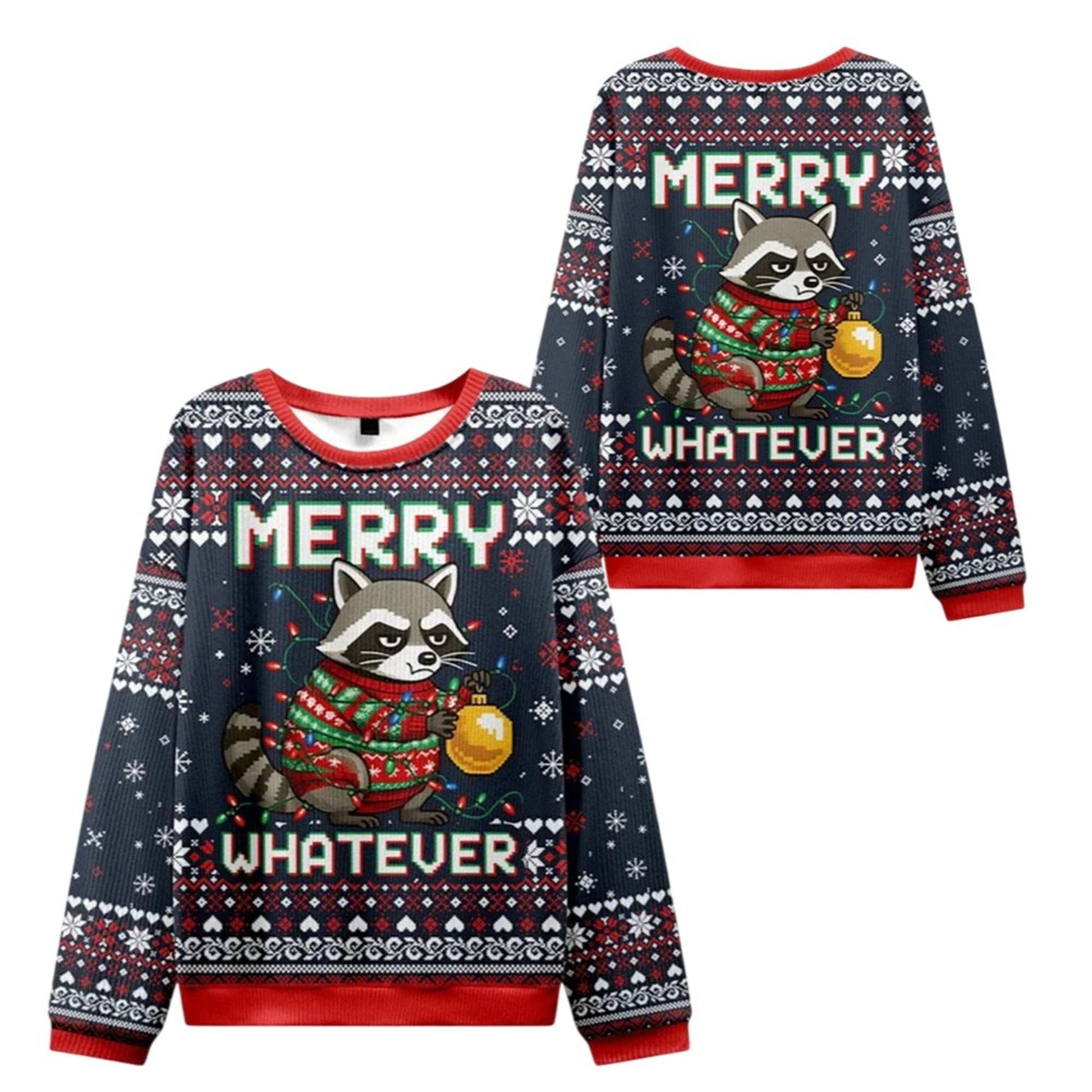 2026 Christmas Raccoon With A Lamp Ugly Sweater - Moonbestprint