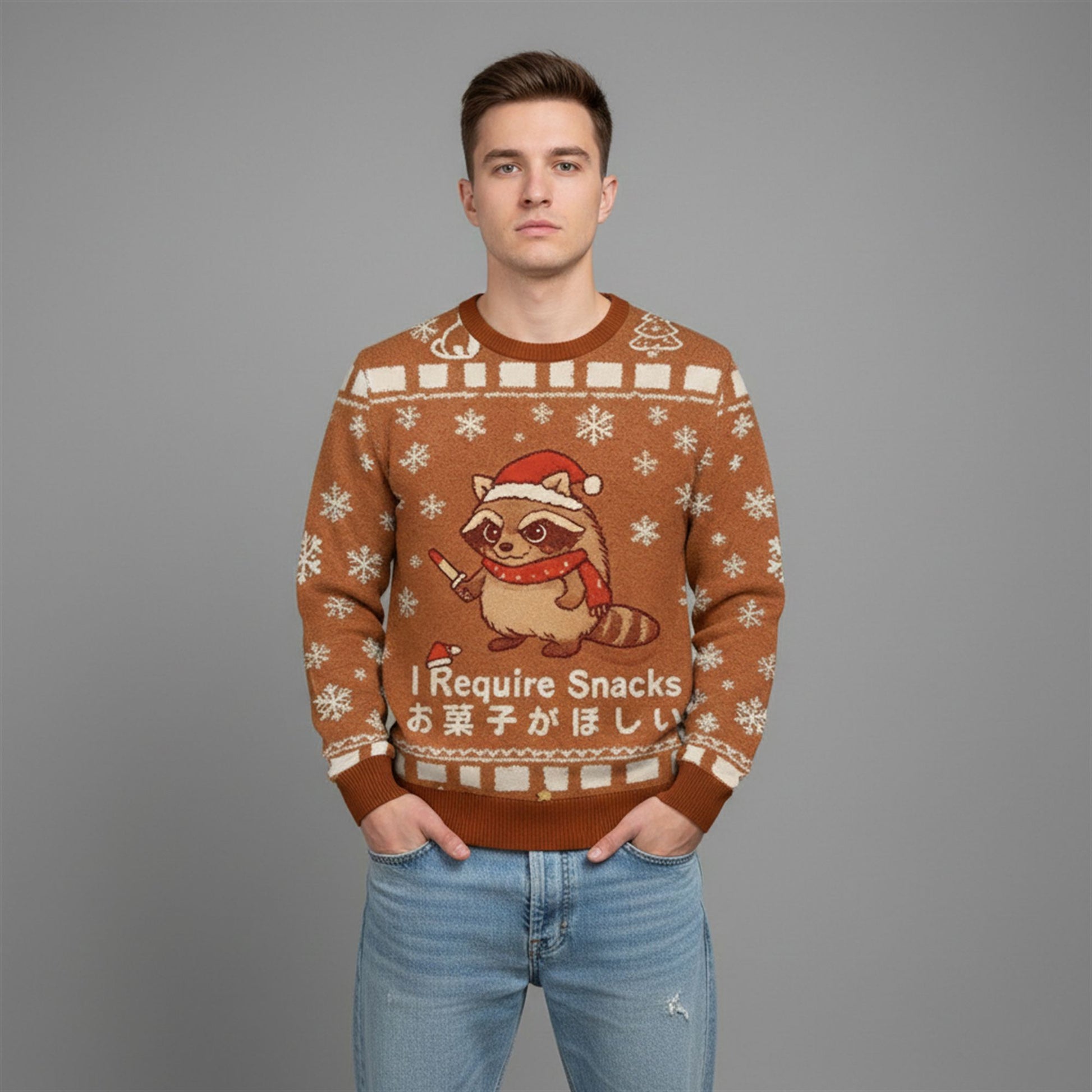 2026 Christmas Raccoons I Require Snacks Ugly Sweater - Moonbestprint