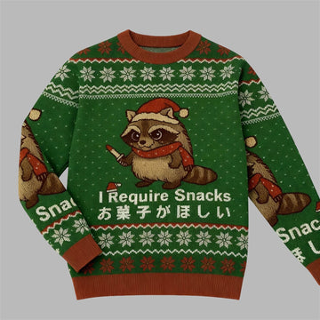2026 Christmas Raccoons Need Snacks Funny Ugly Sweater - Moonbestprint