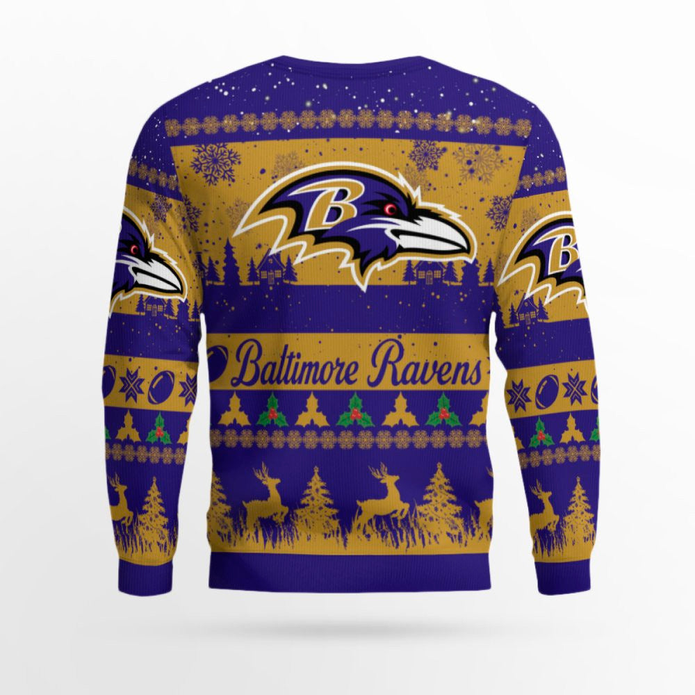 2025 Christmas Ravens Festive Reindeer Tree Ugly Sweater – Moonbestprint
