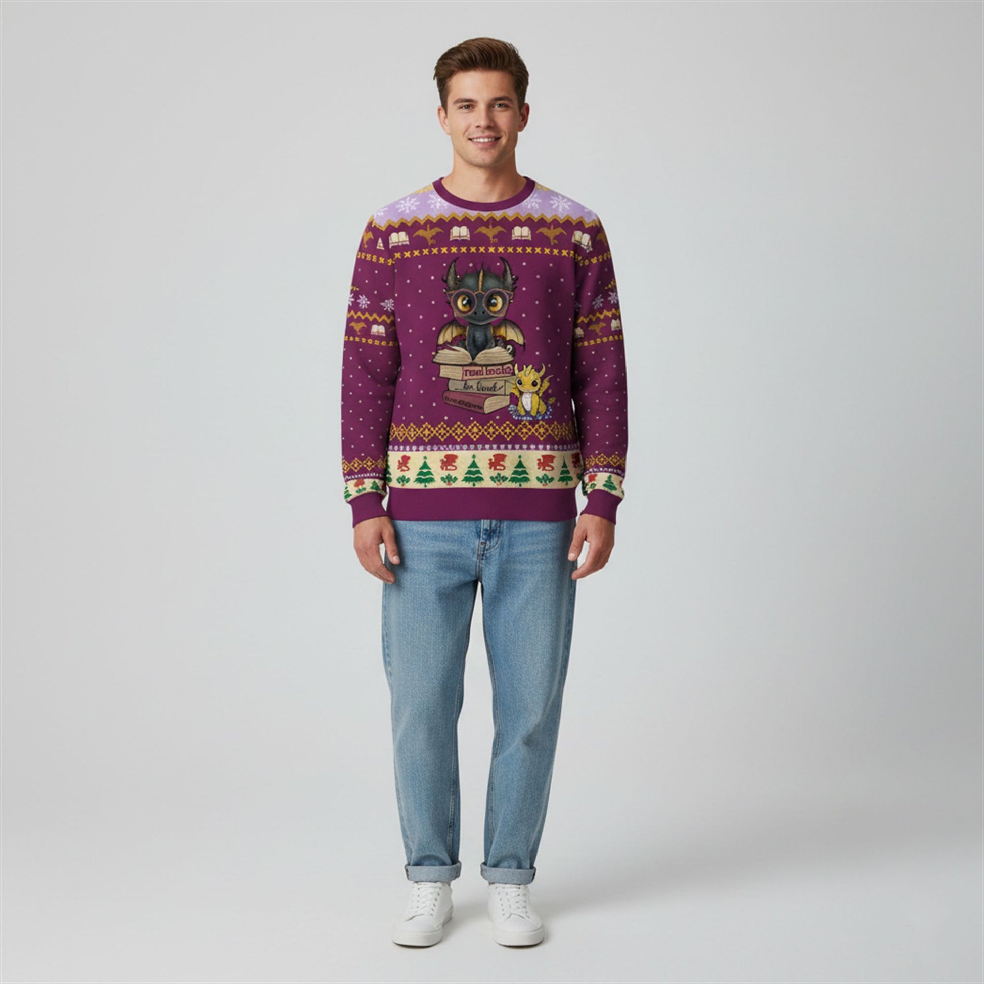 2026 Christmas Read Books Be Kind Ugly Sweater - Moonbestprint