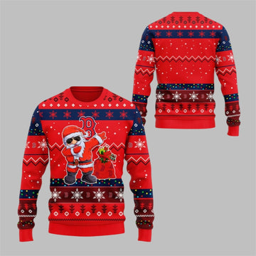 2026 Christmas Red Sox Dabbing Santa Ugly Sweater - Moonbestprint