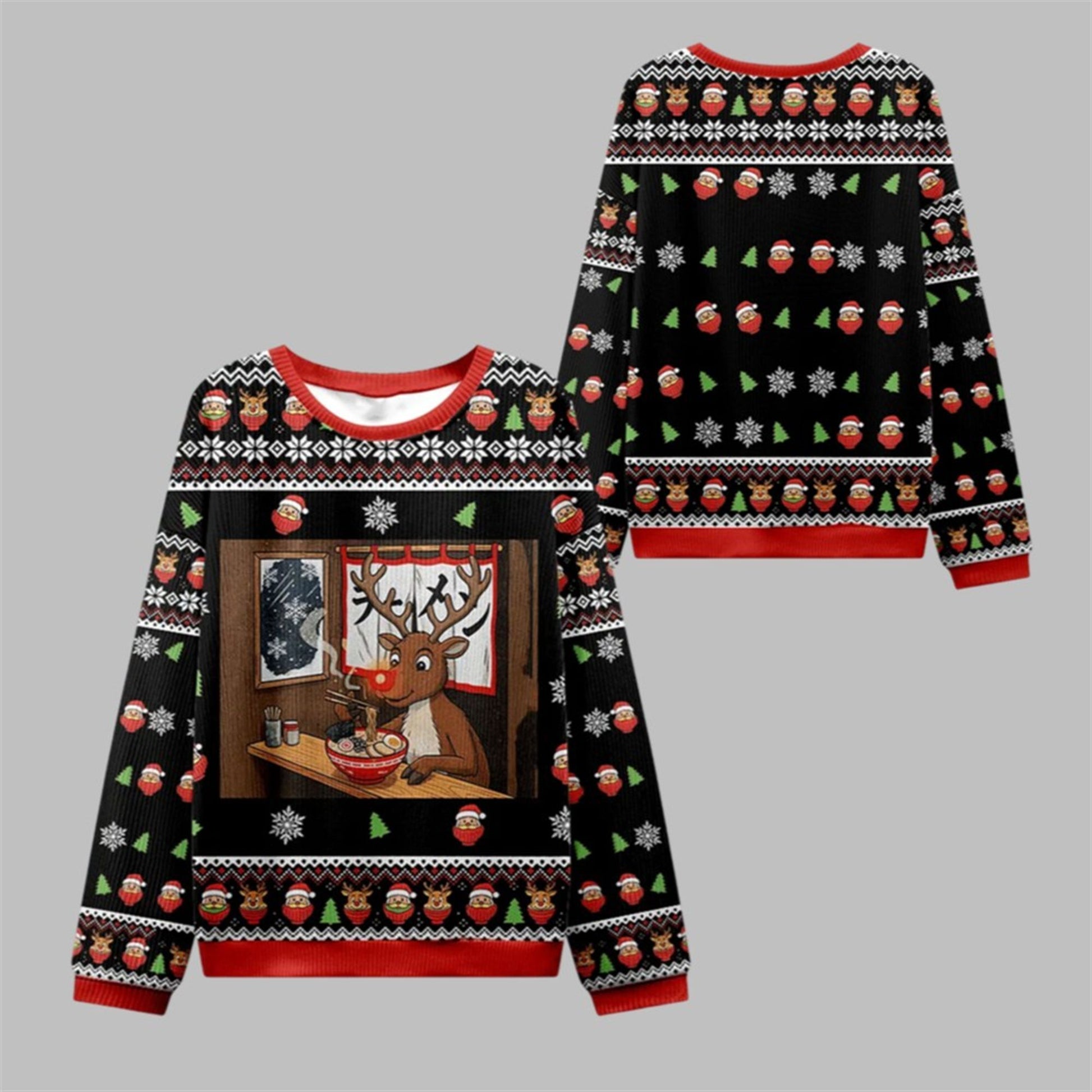 2026 Christmas Reindeer Eating Ramen Ugly Sweater - Moonbestprint