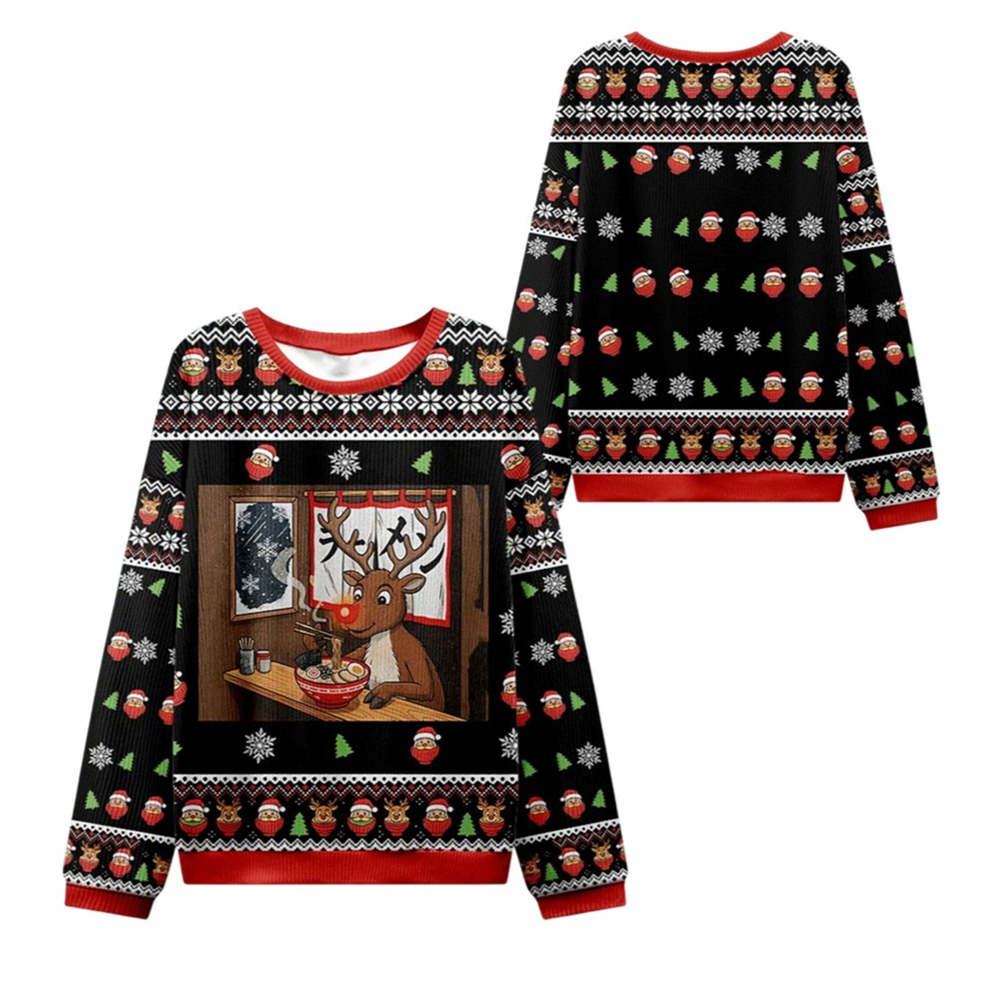 2026 Christmas Reindeer Eating Ramen Ugly Sweater - Moonbestprint