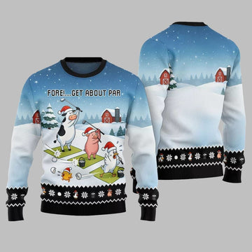 2026 Christmas Ridiculous Farm Golf Fore Get About Par Ugly Christmas Sweater - Moonbestprint