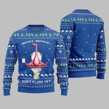 2026 Christmas Ridiculous Flamingo Toilet Yoga Ugly Christmas Sweater - Moonbestprint