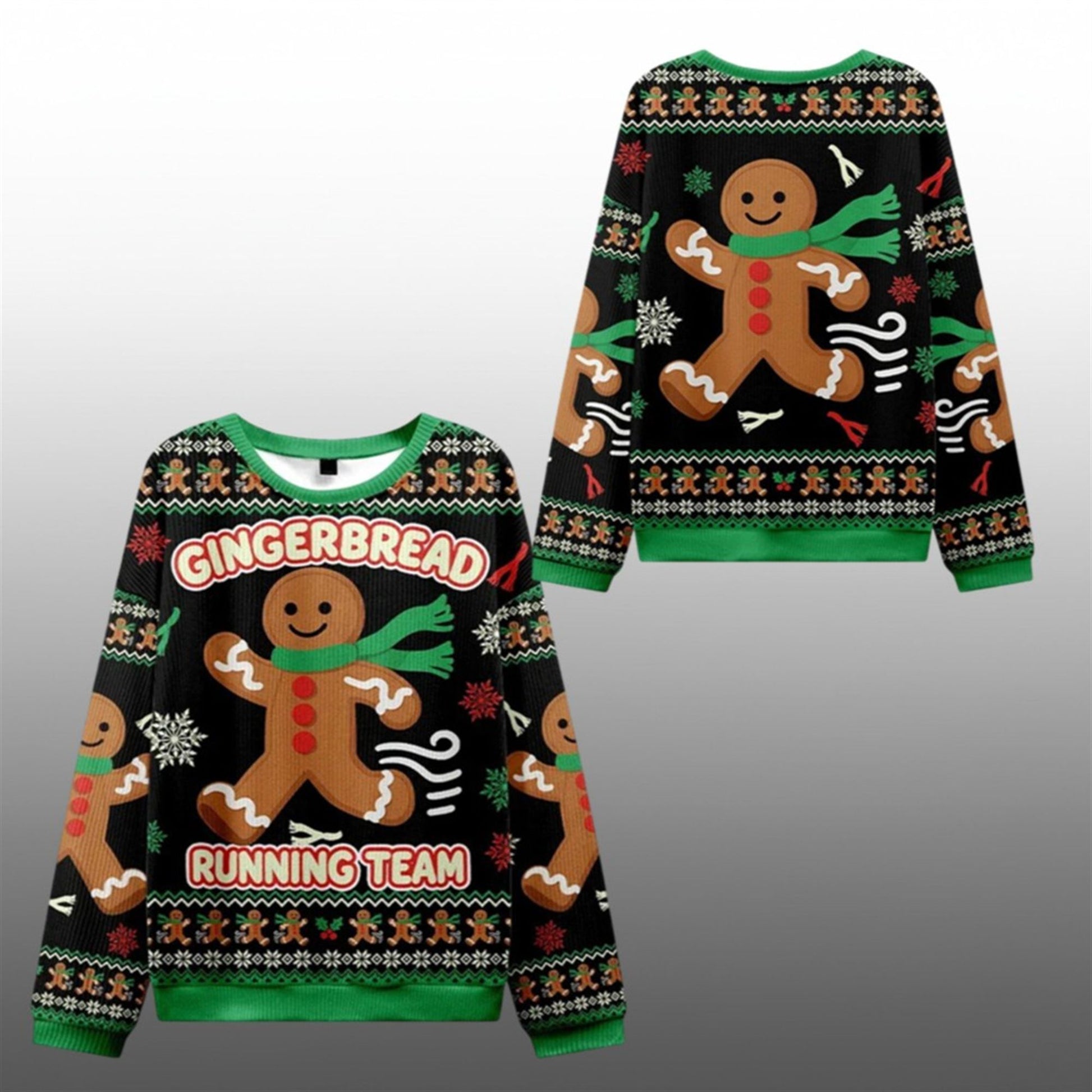 2026 Christmas Running Gingerbread Man Ugly Sweater - Moonbestprint