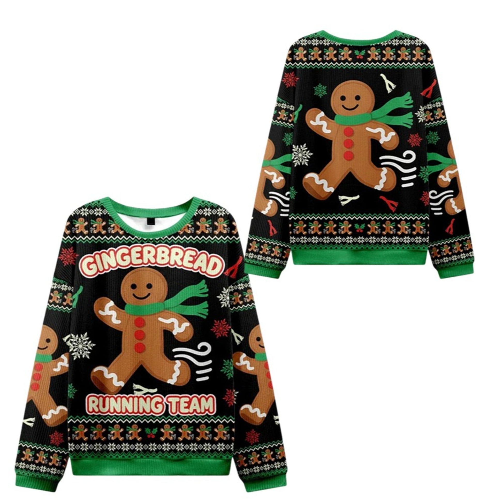 2026 Christmas Running Gingerbread Man Ugly Sweater - Moonbestprint