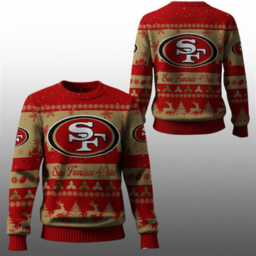 2026 Christmas SF 49ers Festive Reindeer Tree Ugly Sweater - Moonbestprint