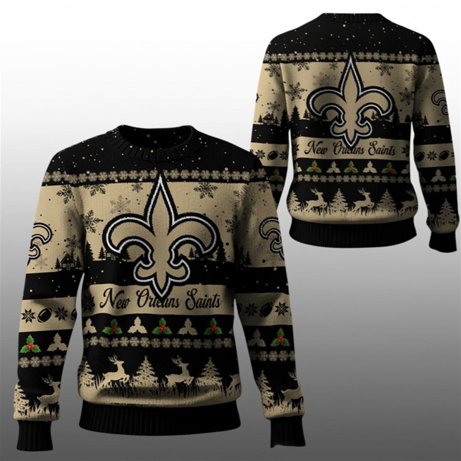 2026 Christmas Saints Festive Reindeer Tree Ugly Sweater - Moonbestprint