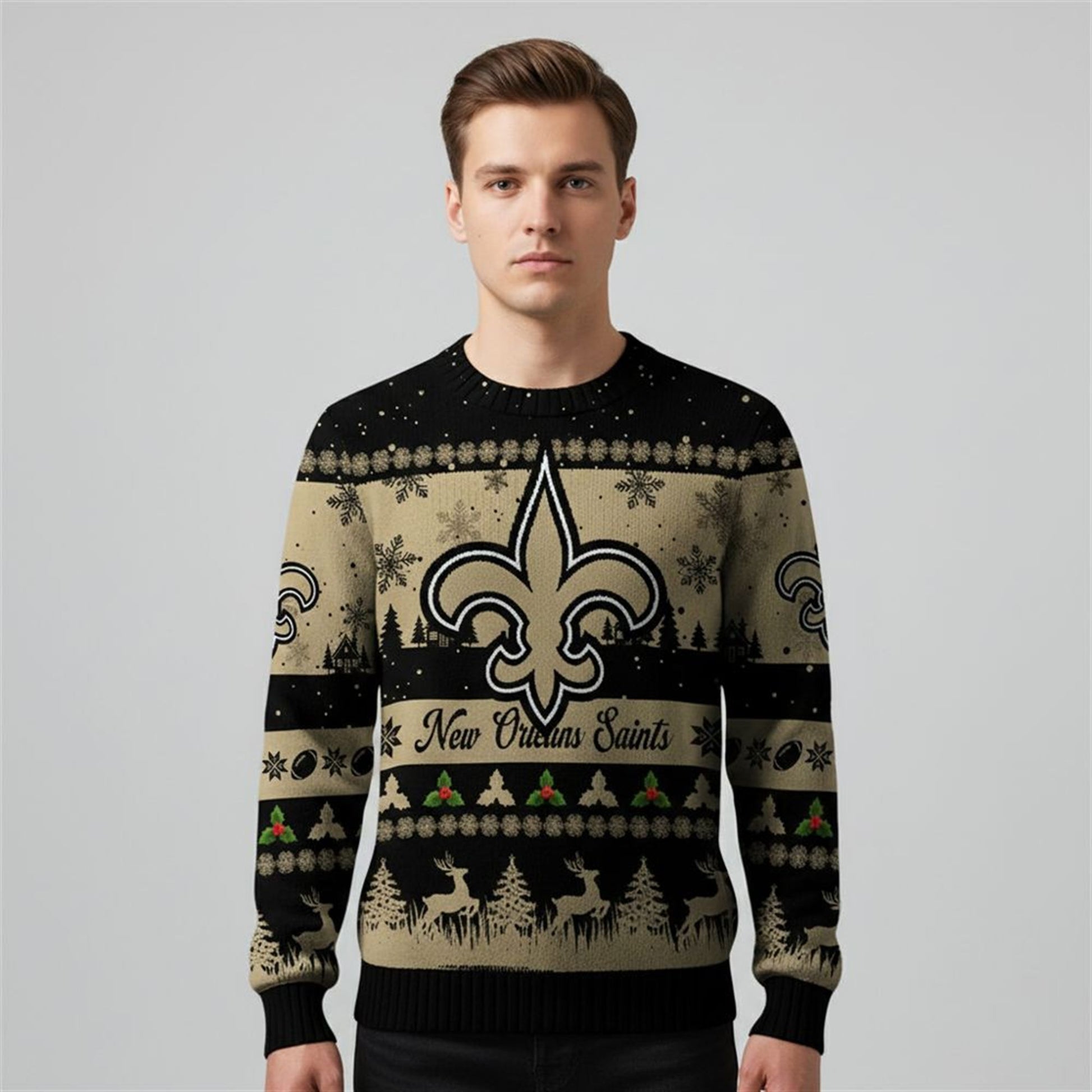 2026 Christmas Saints Festive Reindeer Tree Ugly Sweater - Moonbestprint