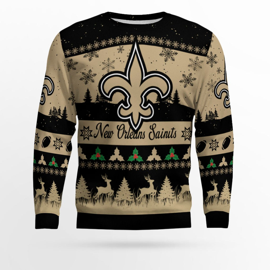 2025 Christmas Saints Festive Reindeer Tree Ugly Sweater – Moonbestprint