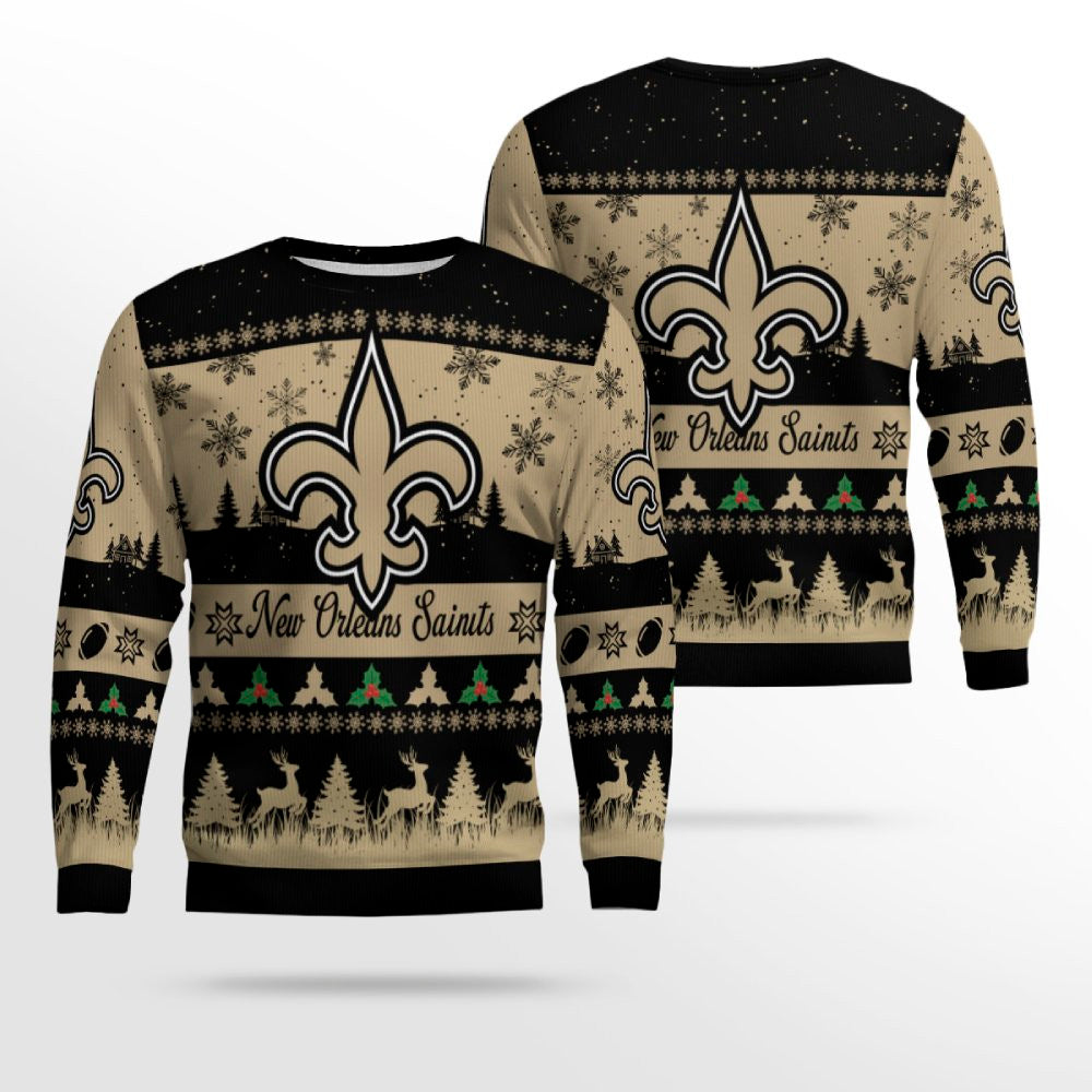 2025 Christmas Saints Festive Reindeer Tree Ugly Sweater – Moonbestprint