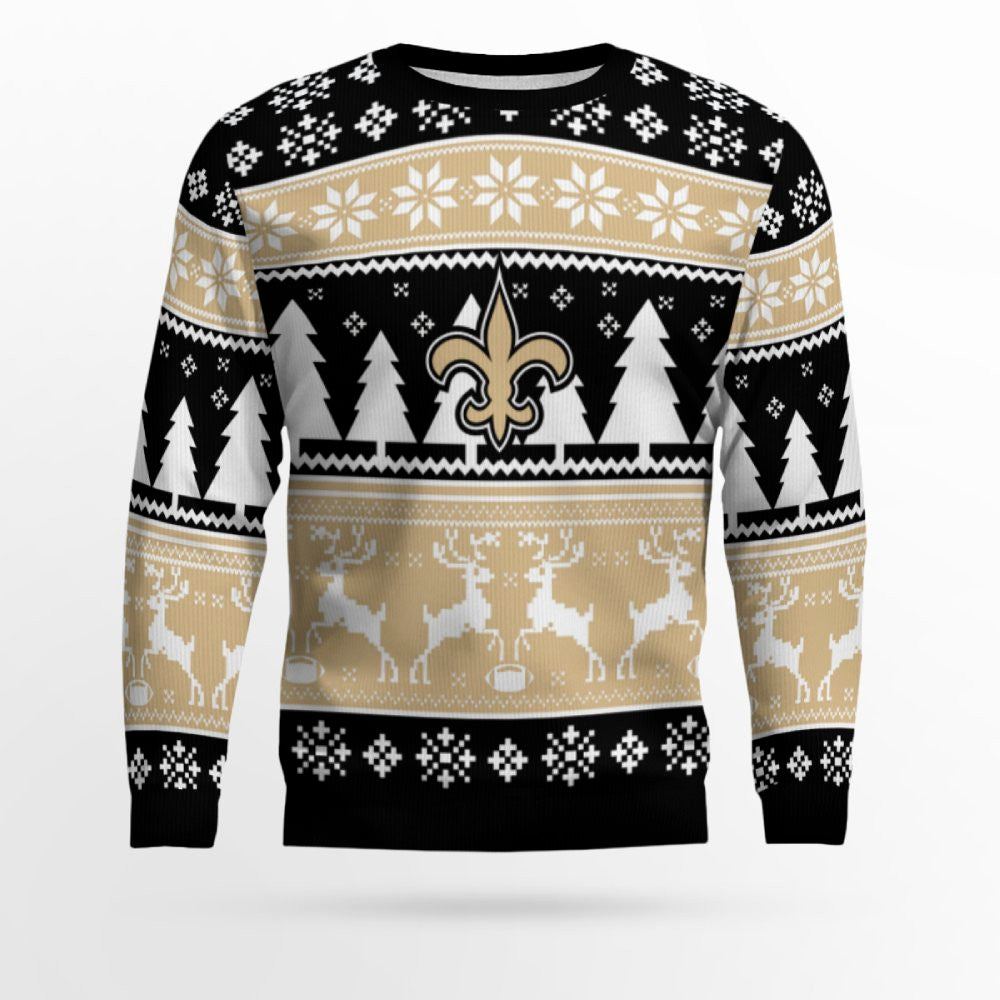 2025 Christmas Saints Reindeer Football Ugly Sweater – Moonbestprint