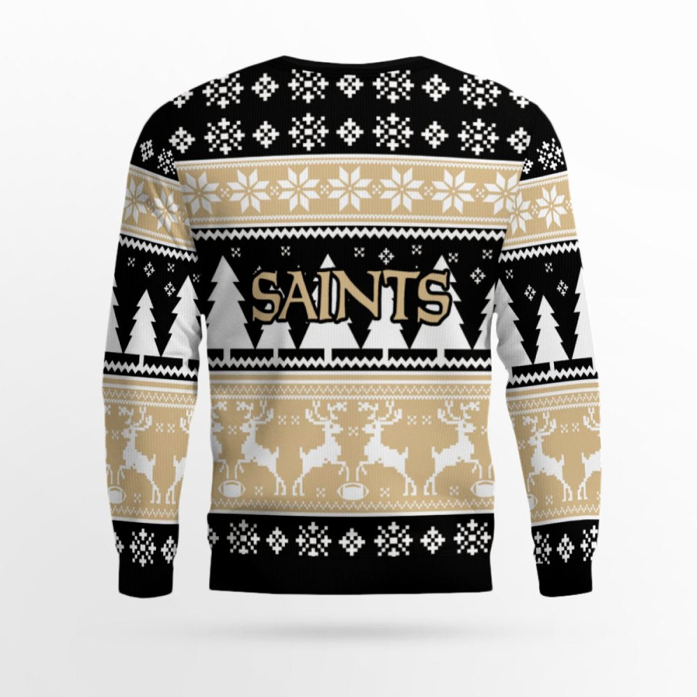 2025 Christmas Saints Reindeer Football Ugly Sweater – Moonbestprint