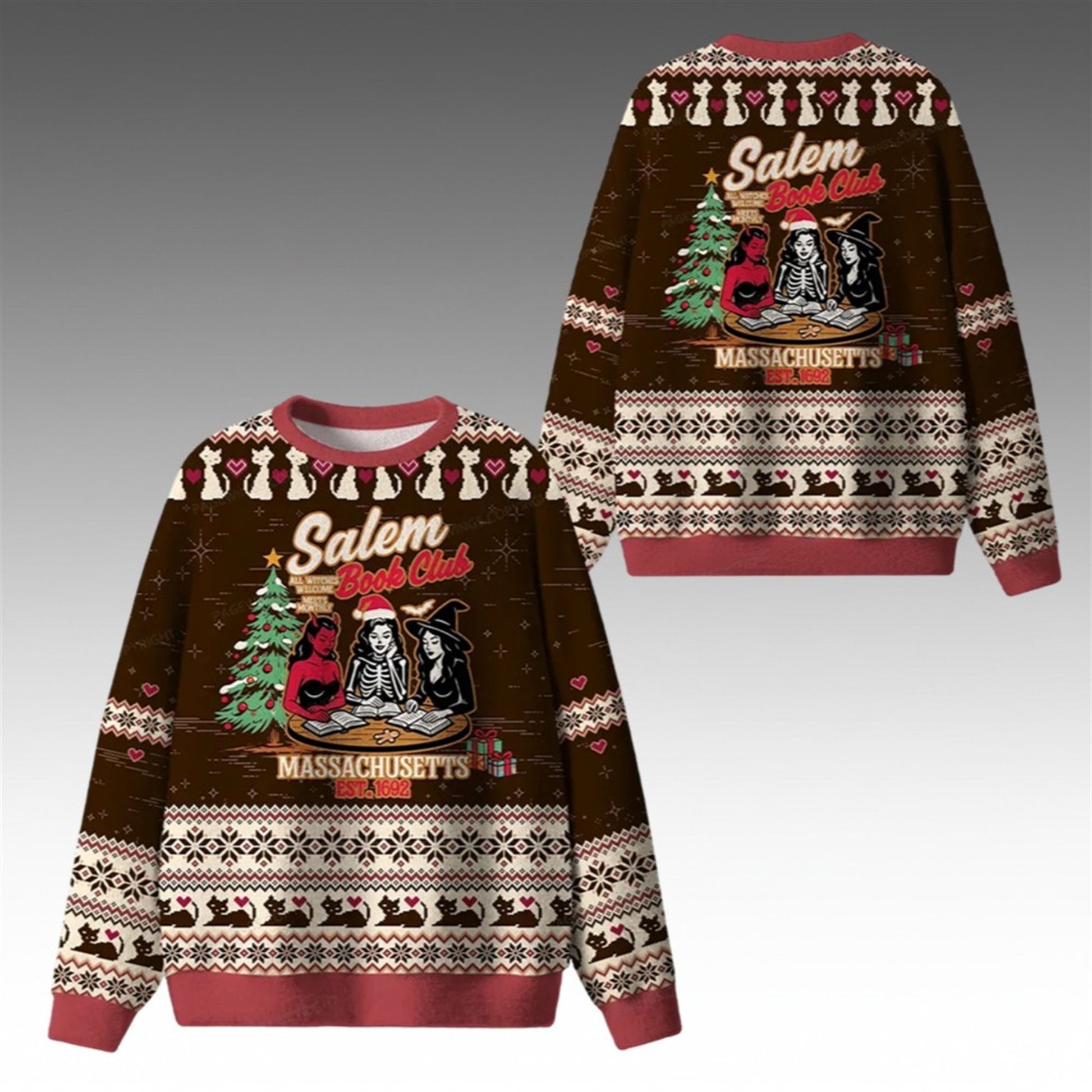 2026 Christmas Salem Book Club Library Ugly Sweater - Moonbestprint